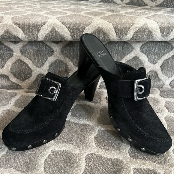 Stuart Weitzman Black Suede Mules. Size 9.5 US. 3 1/2” heel. Never worn. - Picture 1 of 6
